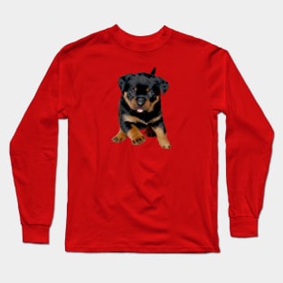 Cute Rottweiler Puppy Running With Tongue Out Long Sleeve T-Shirt